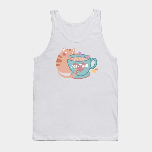 Cute “Me-Time“ Cat Design | Kawaii Handmade Illustration | Cat Lover Gift | By Atelier Serakara Tank Top by Atelier Serakara